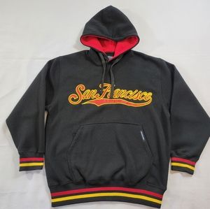San Francisco Hoodie Mens Medium Renegade Black Red Gold Embroidered